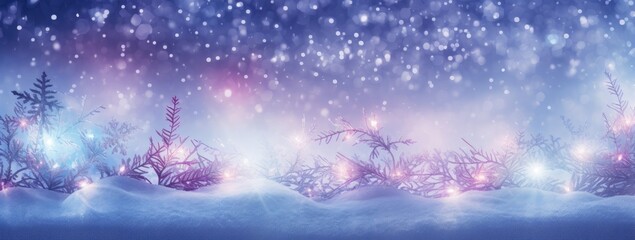  a picture of a snowy landscape with a lot of snow on the ground and a lot of lights on the trees.