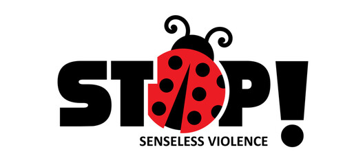 Stop senseless violence. Walking route. Ladybug in Holland style, the sidewalk tile with the ladybug is a symbol against 