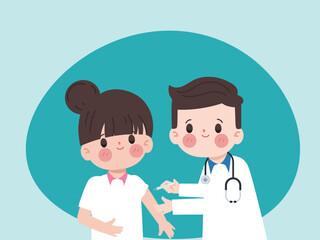 Doctor giving a young woman a vaccination. Virus protection.