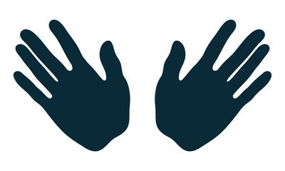 Silhouette of two hands of a man in blue color.