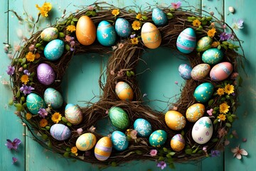 Fototapeta na wymiar Easter egg wreath