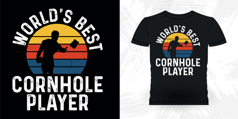 World's Best Cornhole Player Funny Cornhole Player Retro Vintage Cornhole T-shirt Design