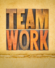 teamwork - word abstract in vintage letterpress wood type printing blocks on art paper, business concept