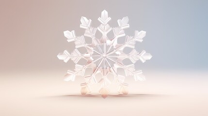  a close up of a snowflake on a white and blue background with a blurry image of a snowflake in the middle of the foreground.  generative ai