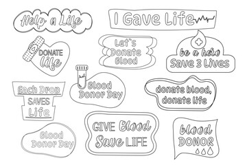 Outline lettering blood donor hand drawn