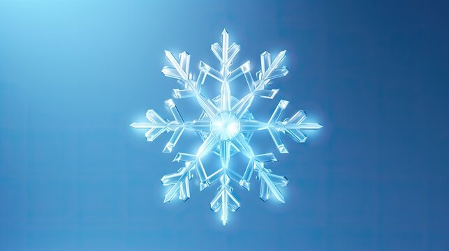  a close up of a snowflake on a blue background with a blurry image of a snowflake in the middle of the frame and the image.  generative ai