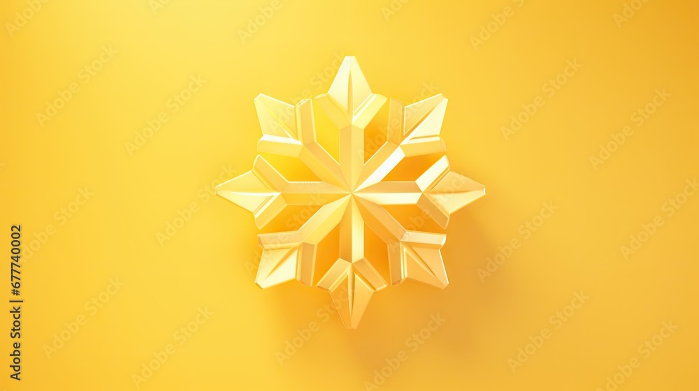 Poster an origami snowflake on a yellow background with a shadow of a snowflake