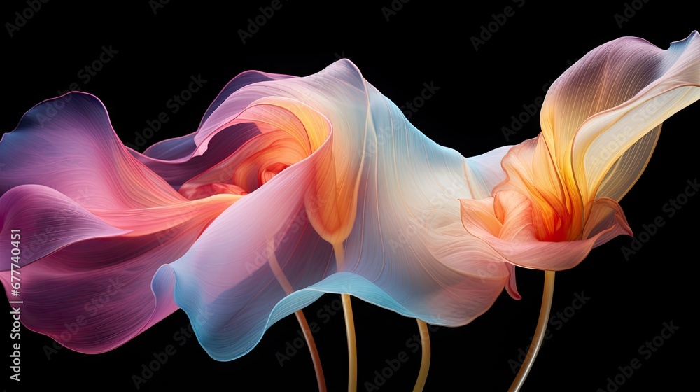 Poster a close up of a flower on a black background with a blurry image of a flower in the middle of the im