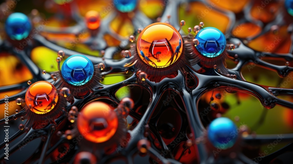 Poster a close up of a bunch of balls in the shape of a flower with a lot of bubbles in the middle of the i