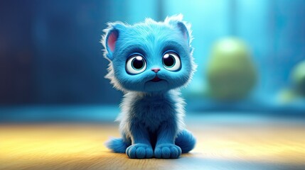 cute blue  cartoon character
