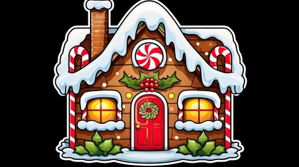  a gingerbread house decorated for christmas with candy canes and candy canes on the front of the house and candy canes on the side of the front of the house.  generative ai