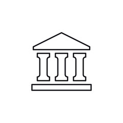 Building with columns. Important institution.  Vector linear illustration icon isolated on white background.
