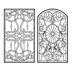 Gothic windows. Vintage frames. Church stained-glass windows