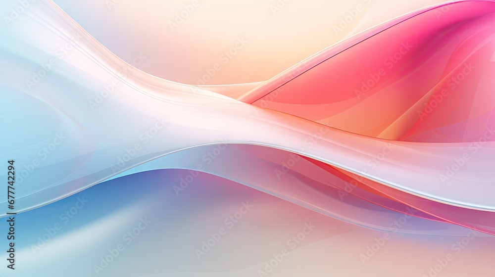 Poster a close up of a pink and blue background with a white and pink wave on the left side of the image an