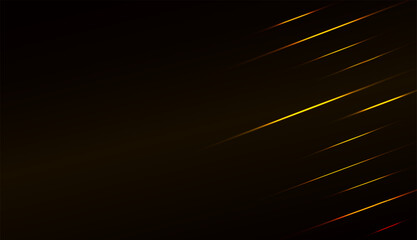 Abstract vector background of shining golden line light with sparkles, Horizontal golden neon streak effect isolated on dark black background.