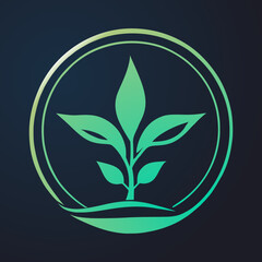 Green plant in a circular shape, vector illustration