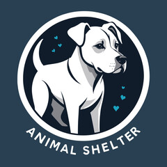 Animal shelter logo with a puppy dog, vector illustration