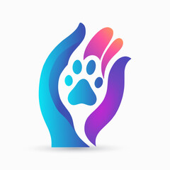 Animal paw logo, vector illustration