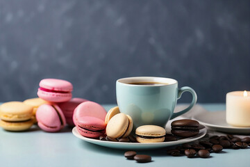Obraz na płótnie Canvas cup of coffee with macaroons
