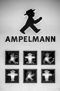 Berlin, Germany - October 12, 2023: The Ampelmann Brand Store, Berlin’s iconic brand featuring the East German “Ampelmännchen” (the two traffic light men). 