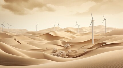 sustainability, zero carbon, net zero, negative carbon, landscape wind turbine, Generative AI - obrazy, fototapety, plakaty