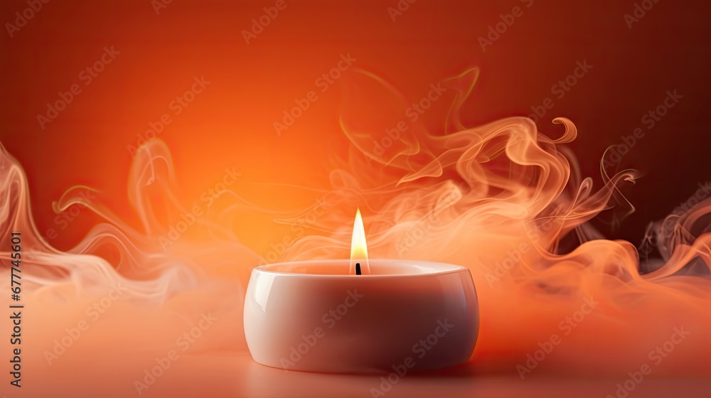 Aufkleber a candle that is sitting on a table with a lot of smoke coming out of it and on top of the table is 