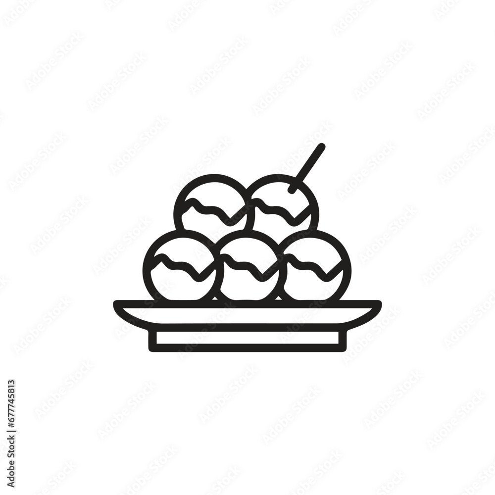 Poster takoyaki icon vector. linear style sign for mobile concept and web design. takoyaki symbol illustrat