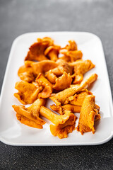 chanterelle mushroom fresh food tasty mushrooms snack on the table copy space food