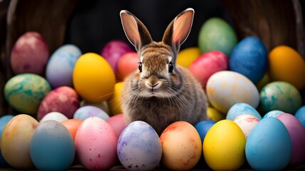 Fototapeta na wymiar easter bunny with eggs
