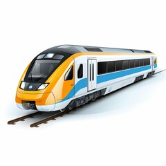 Naklejka premium Modern Bright Fast Train, Isolated on White Background. Generative ai