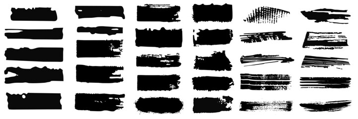 Set of different brush strokes. Grunge Elements - Brush strokes, ink paint brushes, grunge lines. 