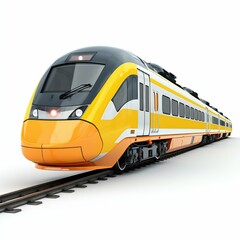 Obraz premium Modern Bright Fast Train, Isolated on White Background. Generative ai
