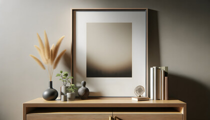 Modern Home Interior with Decorative Frame and Objects