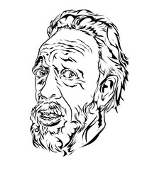 illustration image, an old man with a beard on a white background