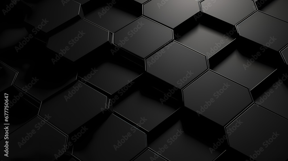 Poster black hexagon abstract poster web page ppt background for product display, digital technology backgr