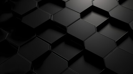 Black hexagon abstract poster web page PPT background for product display, digital technology background - obrazy, fototapety, plakaty