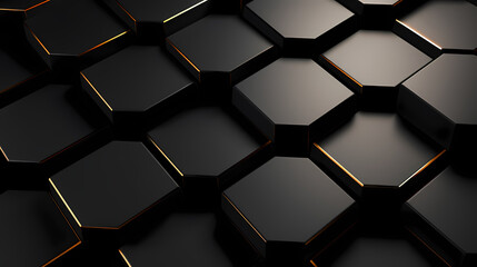 Black hexagon abstract poster web page PPT background for product display, digital technology background