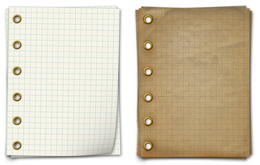 Grunge notebook. A writing-book in section with golden clip