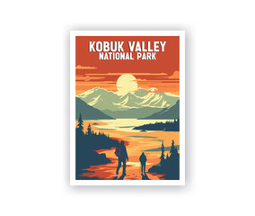 Kobuk Valley, National Park Illustration Art. Travel Poster Wall Art. Minimalist Vector art. Vector Style. Template of Illustration Graphic Modern Poster for art prints or banner design.