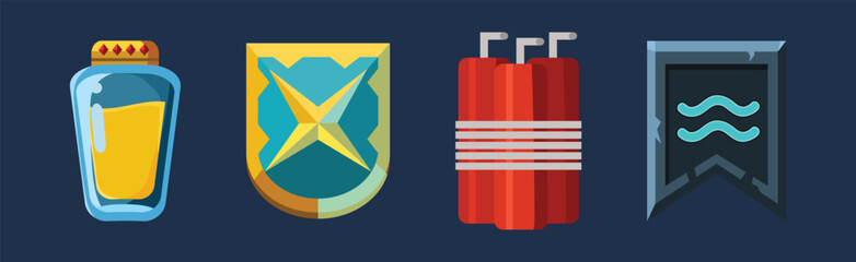 Fantasy Weapon as Game Asset and Icon Vector Set
