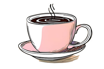 Pastel Warm Coffee Cup Picture Icon Sticker. Generative AI