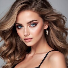 Beautiful woman with makeup, professional advertising