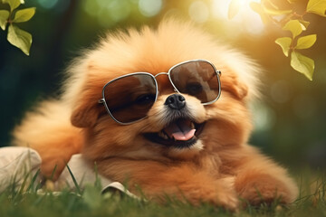 cute puppy enjoying summer