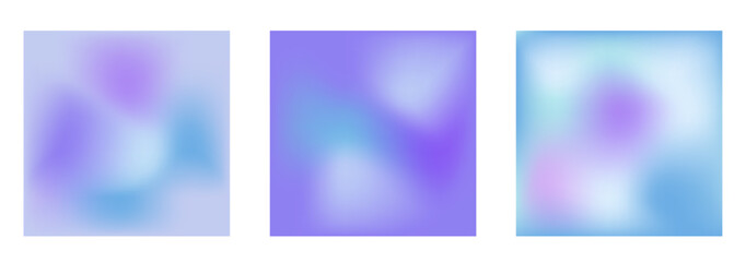 Fototapeta na wymiar Set of 3 square abstract vector radient fluid backgrounds purple and blue tones