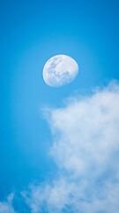 Moon on a blue day sky