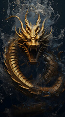 China dragon in water art poster, wallpaper