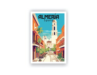 Almería, Spain. Vintage Travel Posters. Vector art. Famous Tourist Destinations Posters Art Prints Wall Art and Print Set Abstract Travel for Hikers Campers Living Room Decor