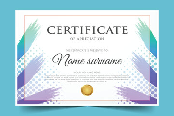 modern certificate with gradient splash template with abstract shapes vector illustration