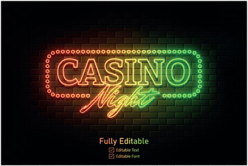 Vector neon effect light night party editable text effect and night club logo for neon text effect
