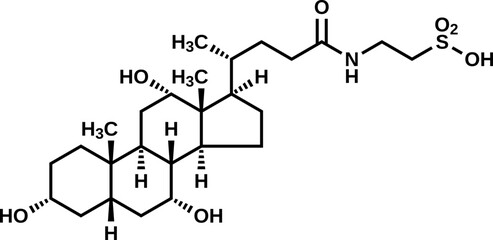 Taurocholic acid structural formula, vector illustration